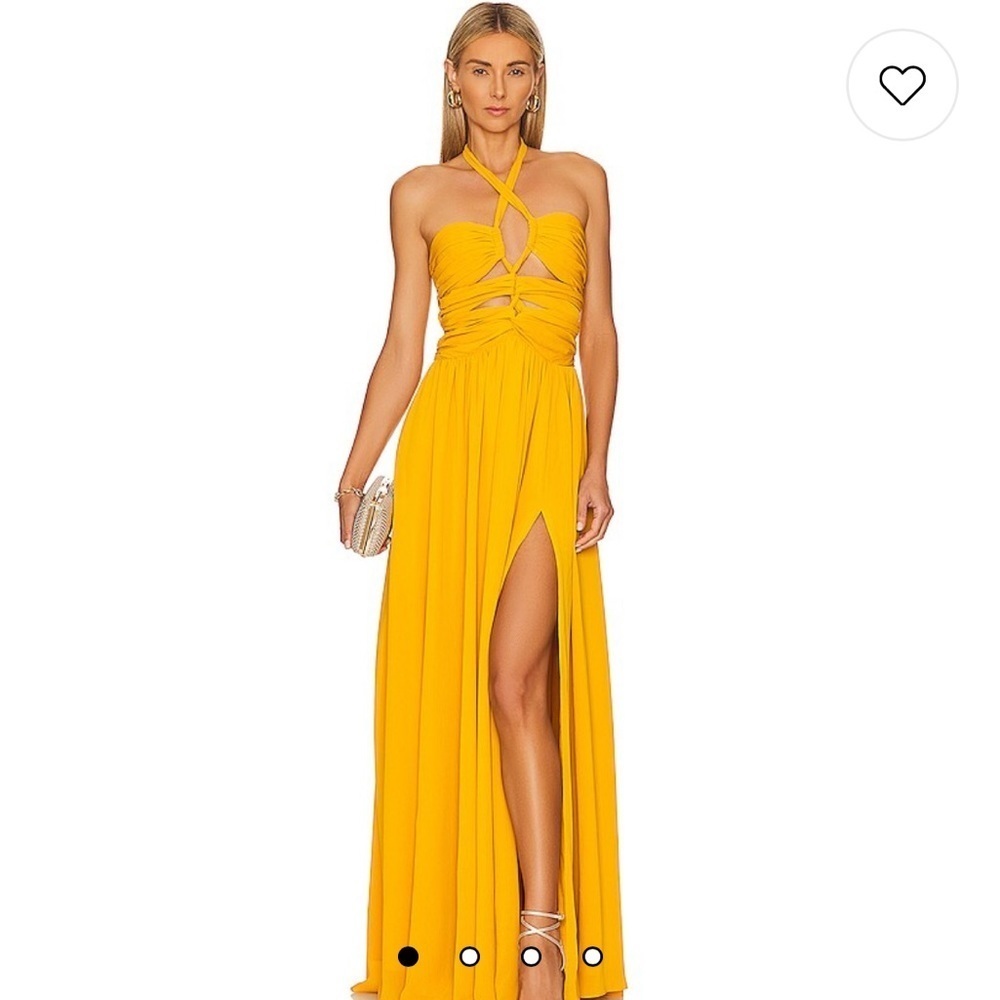 Ronny Kobo Collection Bright Yellow Halter Maxi Dress with Twisted Bodice